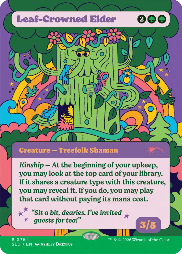 Corn Maze Secret Lair card: Leaf-Crowned Elder