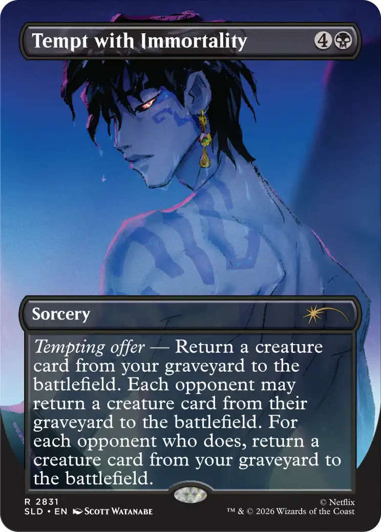 Corn Maze Secret Lair card: Tempt with Immortality