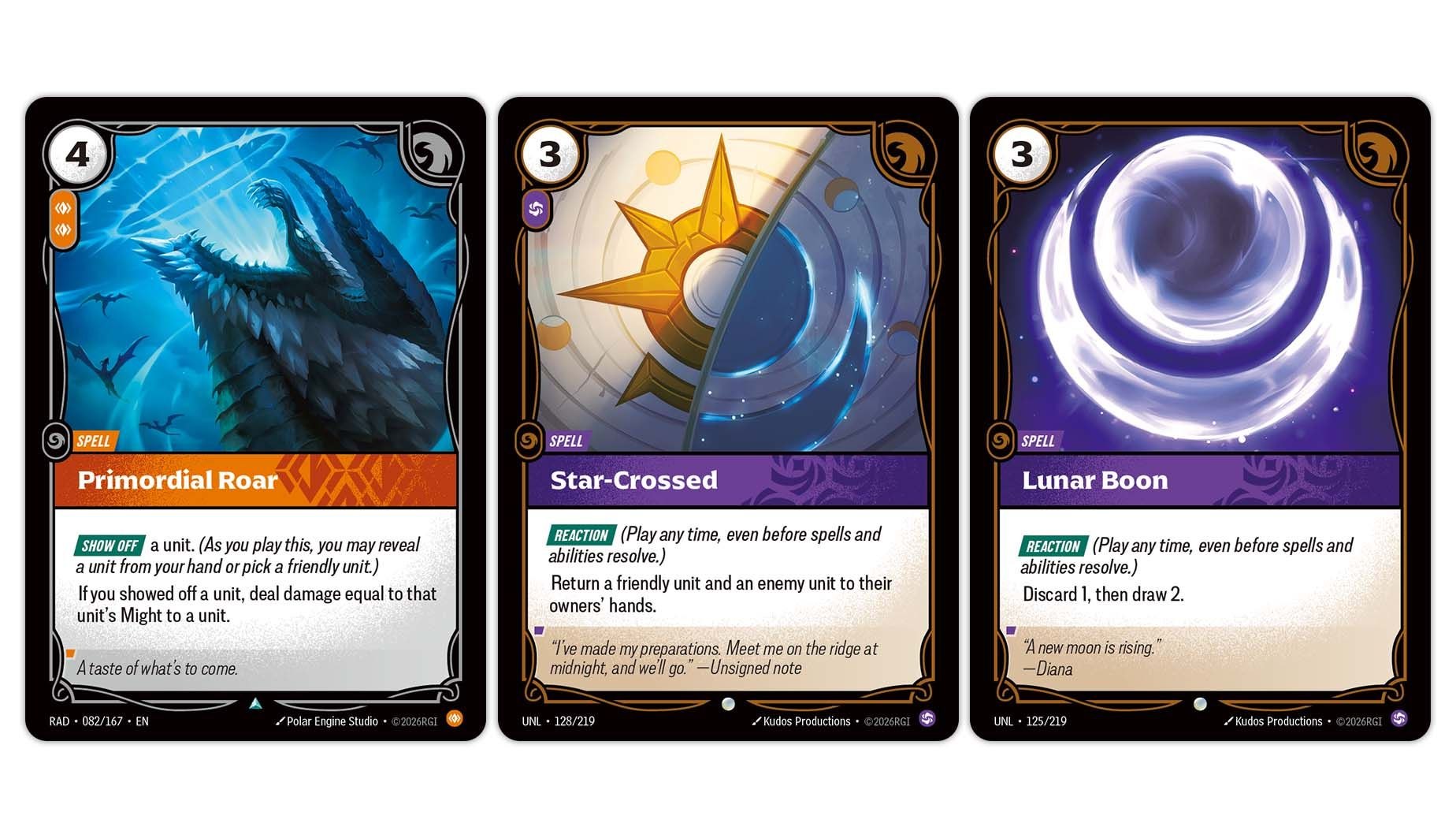 Primordial Roar and related cards pictured in Riot’s Radiance rules explanation