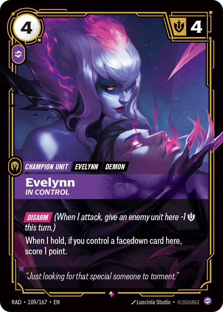 Evelynn, In Control, RAD-109/167, reference card artwork