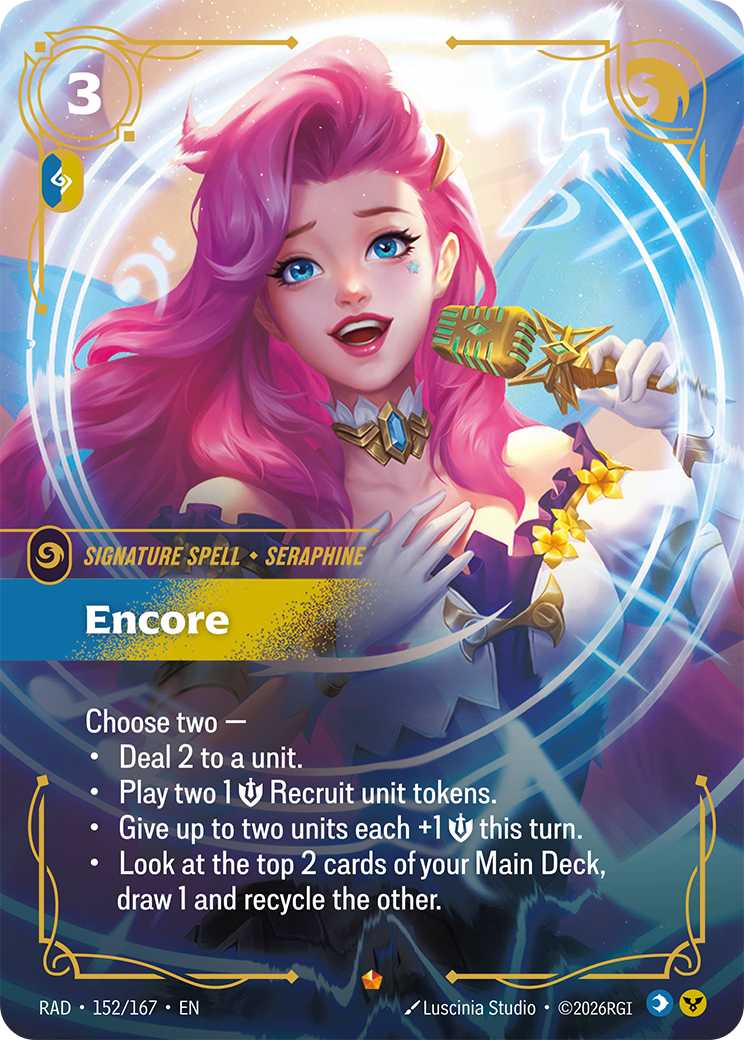 Encore, RAD-152/167, reference card artwork