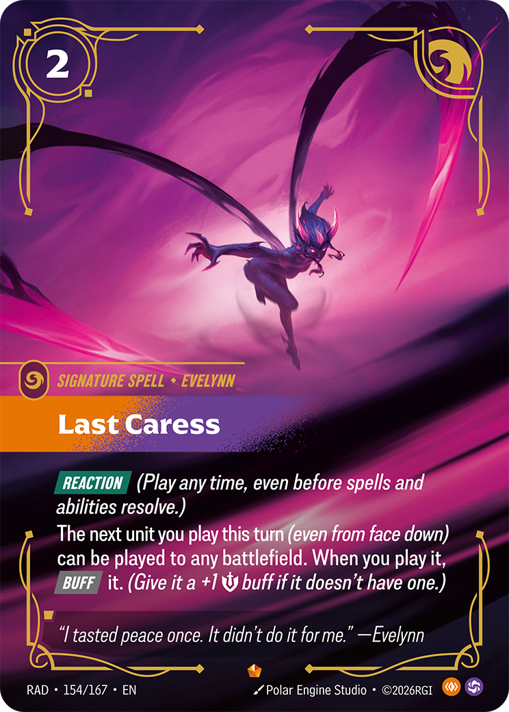 Last Caress, RAD-154/167, reference card artwork
