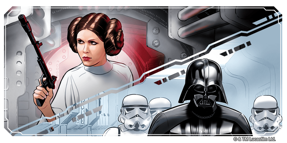 Official Icons artwork depicting Princess Leia and Darth Vader