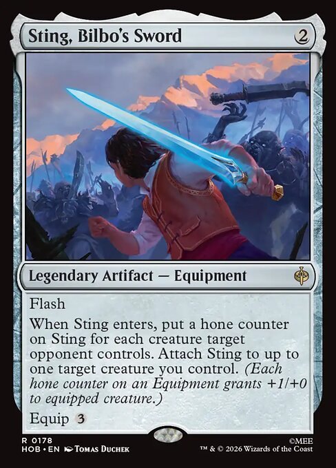 Sting, Bilbo's Sword card from The Hobbit, with its printed rules text