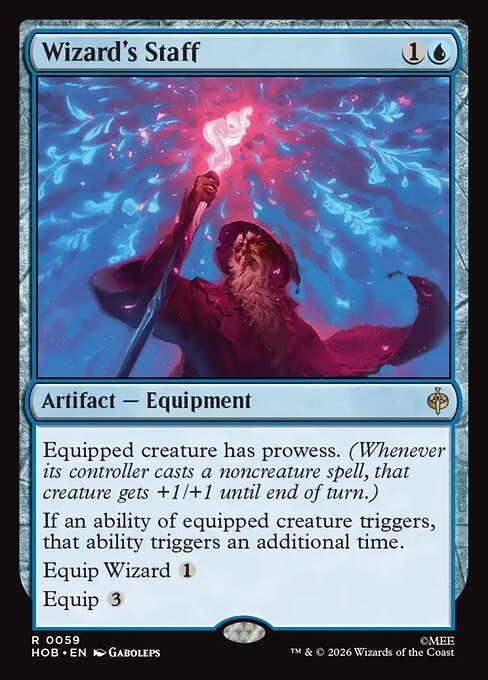 Wizard's Staff card from The Hobbit, with its printed rules text