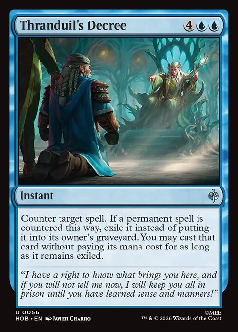 Thranduil's Decree from The Hobbit, showing its mana cost and rules text