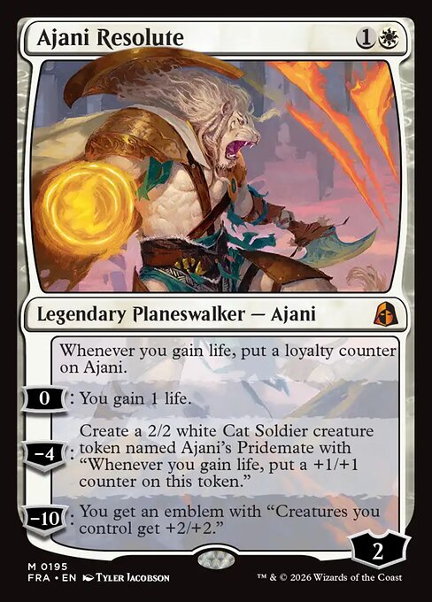 Ajani Resolute regular Reality Fracture card, collector number 195