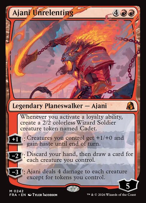 Ajani Unrelenting regular Reality Fracture card, collector number 242