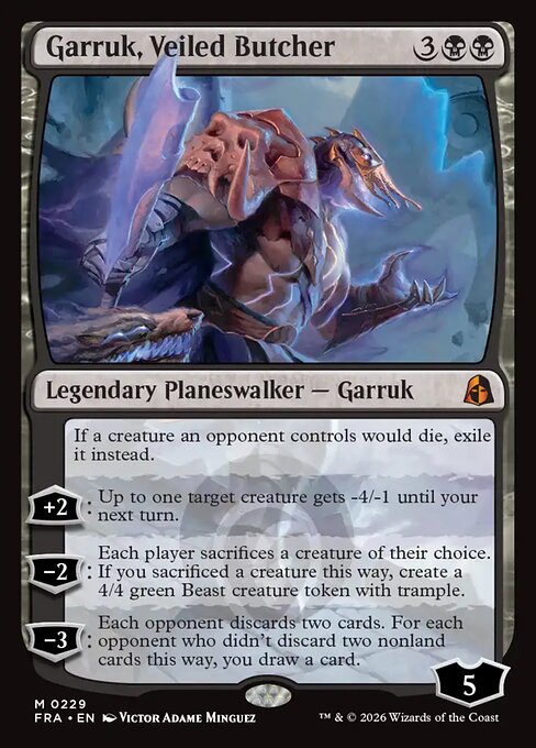 Garruk, Veiled Butcher regular Reality Fracture card, collector number 229