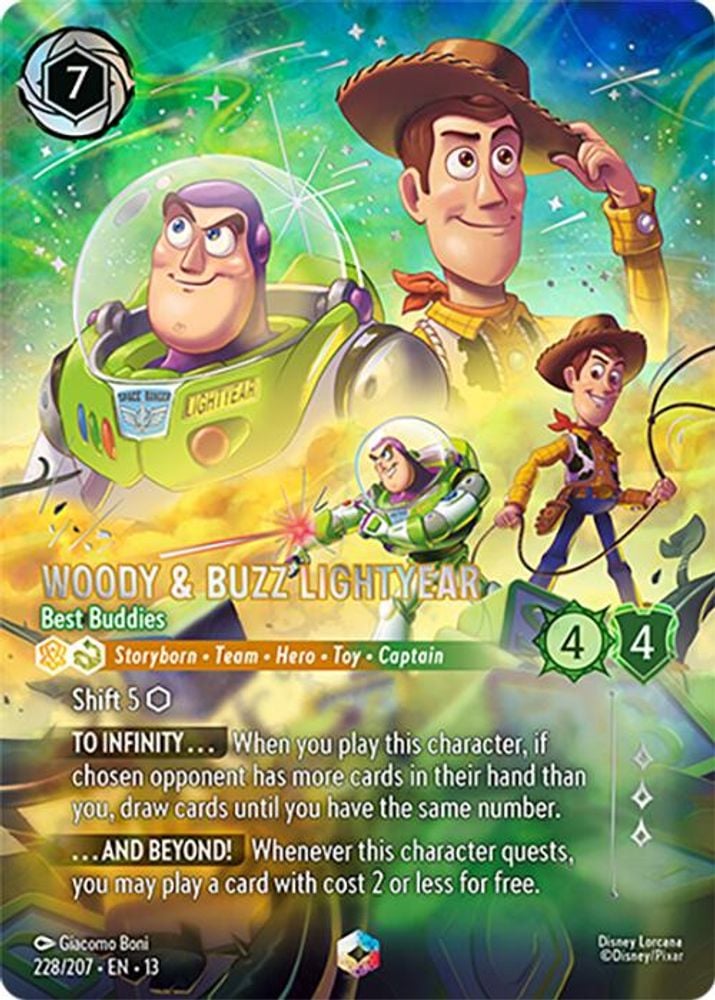Woody & Buzz Lightyear - Best Buddies (Enchanted) card from Disney Lorcana Attack of the Vine