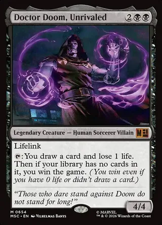 Doctor Doom, Unrivaled card, MSC number 654
