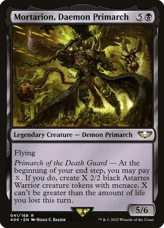 Mortarion, Daemon Primarch card, 40K number 41