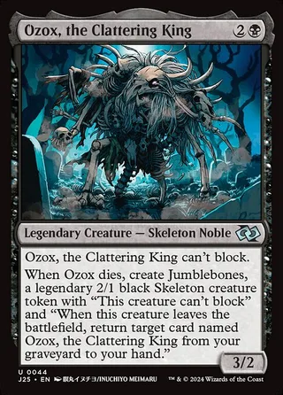 Ozox, the Clattering King card, J25 number 44