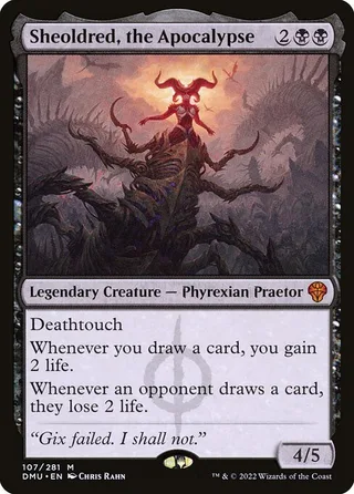 Sheoldred, the Apocalypse card, DMU number 107