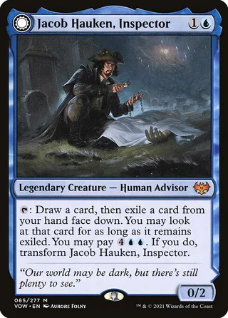 Jacob Hauken, Inspector card, VOW number 65