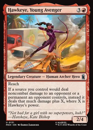 Hawkeye, Young Avenger card, MSH number 131